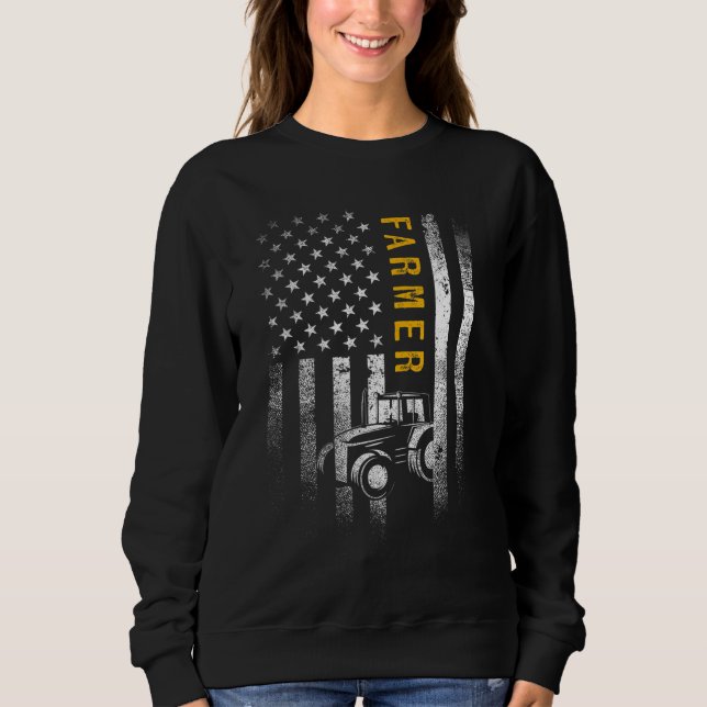 Tractor American USA flagga Funny Farmer Rancher G T Shirt (Framsida)