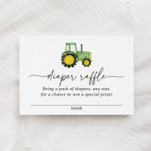 Tractor Baby Shower Diaper Raffle Biljett