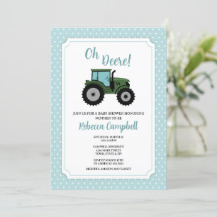 Tractor Baby Shower-inbjudan, Tractor Boy Invita Inbjudningar
