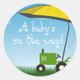 Tractor Baby Shower Kuvert Seal Seal Runt Klistermärke