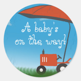 Tractor Baby Shower Kuvert Seal Seal Runt Klistermärke
