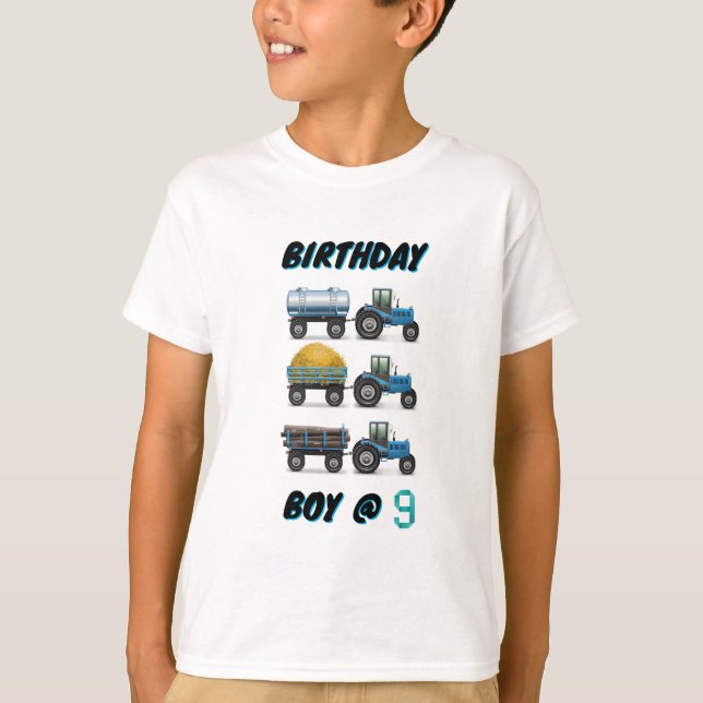 Tractor Birthday Boy @ 9 T Shirt (Framsida)