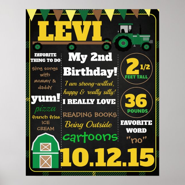 TRACTOR BIRTHDAY CHART POSTER (Framsidan)