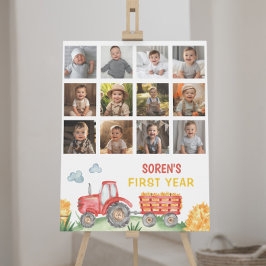 Tractor Birthday första Year Photo Milestone Sign Poster