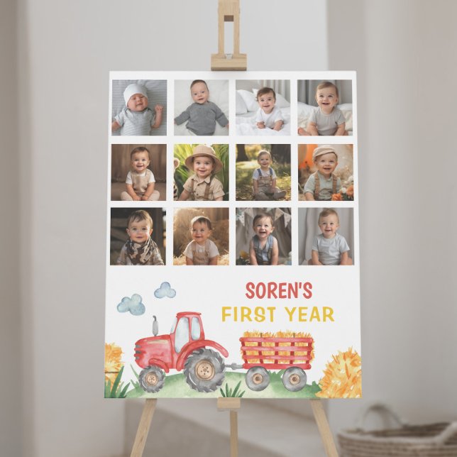 Tractor Birthday första Year Photo Milestone Sign Poster (Skapare uppladdad)