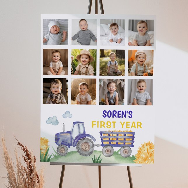 Tractor Birthday första Year Photo Milestone Sign Poster (Skapare uppladdad)