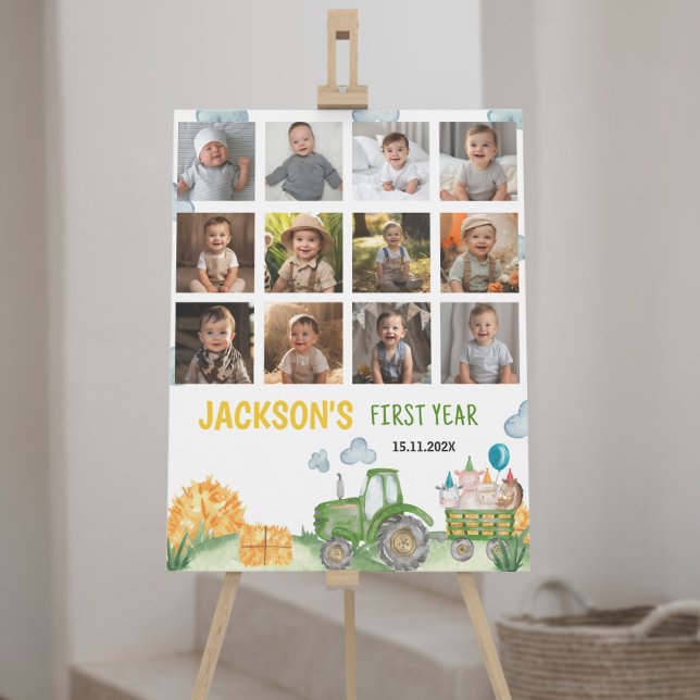 Tractor Birthday första Year Photo Milestone Sign Poster (Skapare uppladdad)