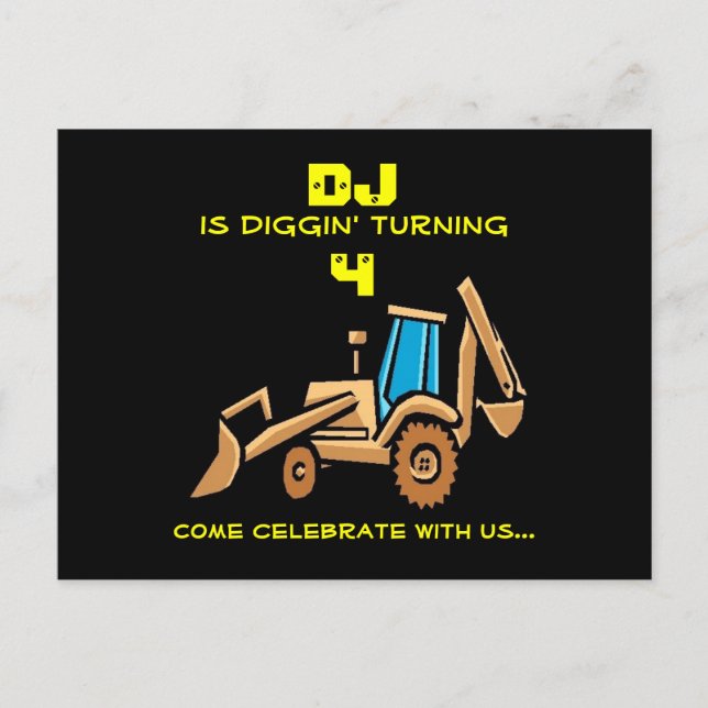 Tractor Birthday Inbjudan Vykort (Framsida)