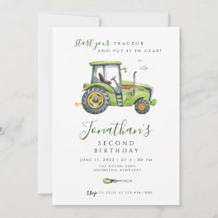 Tractor Birthday, modern minimalist Inbjudningar