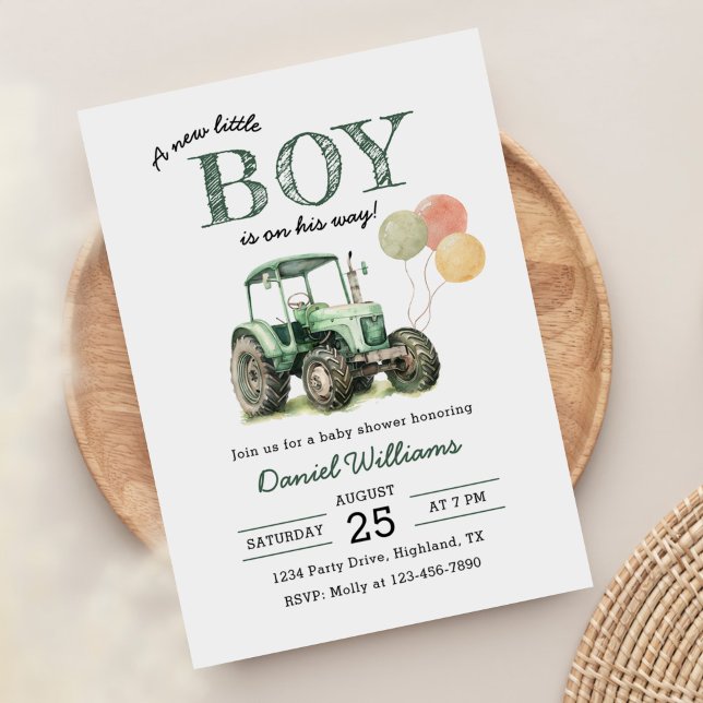 Tractor Boy Shower Inbjudningar (Skapare uppladdad)