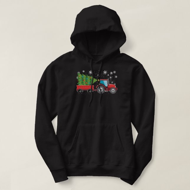 Tractor Carry Julgran Ugly Sweater Kid Truc Hoodie (Design framsida)