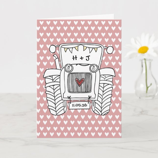 Tractor Country Bröllopskort Kort (Liten växt)