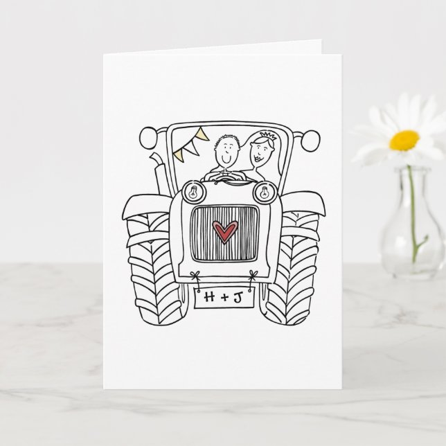 Tractor Country Wedding Card Kort (Liten växt)