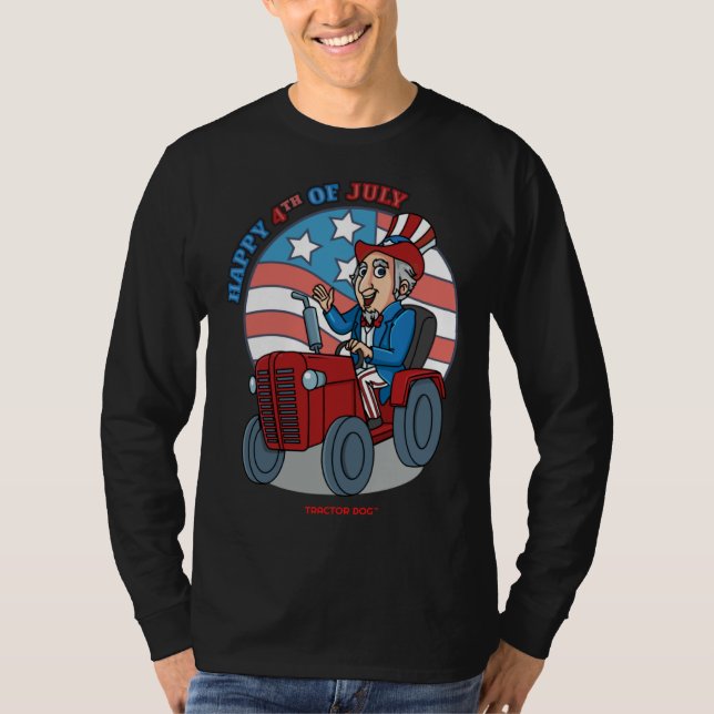 Tractor Critters Uncle Sam Driving a Tractor T Shirt (Framsida)