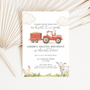 Tractor Farm Birthday Inbjudningar