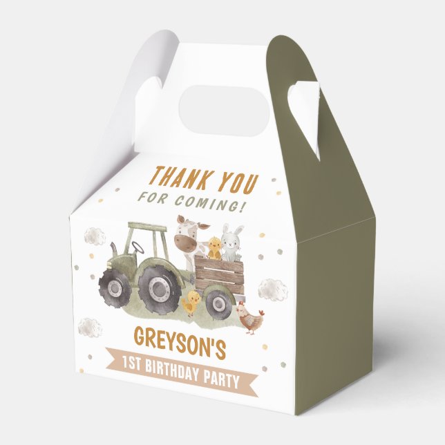 Tractor Farm Birthday Party Animals Barn Presentaskar (Framsidan Sidan)