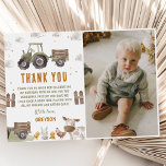 Tractor Farm Birthday Photo Tack Kort<br><div class="desc">Tack för ditt kort för Traactor Farm Birthday Photo</div>