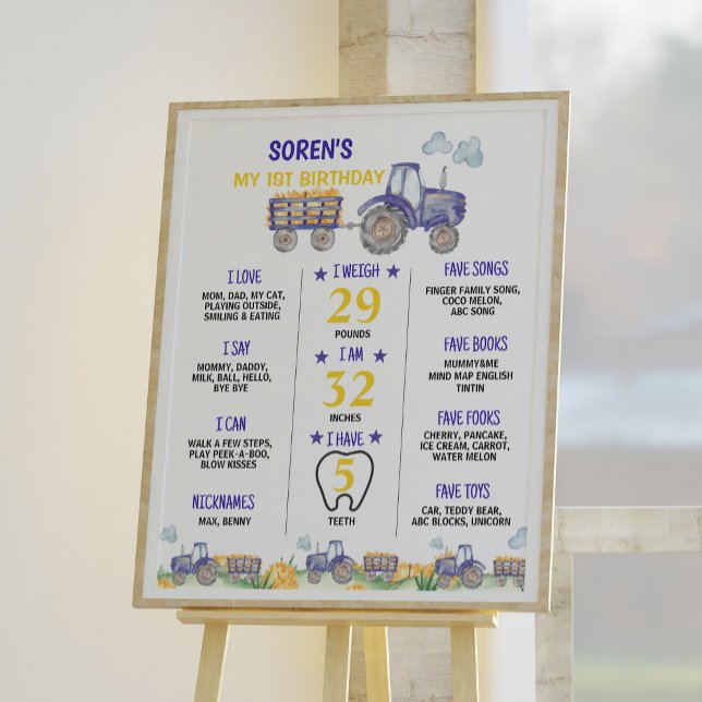 Tractor Farm First Birthday Milestone Sign Poster (Skapare uppladdad)