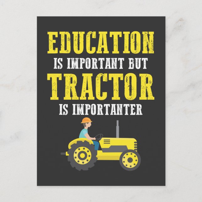 Tractor Farm Trucker Education - viktigt jordbruk Vykort (Framsida)