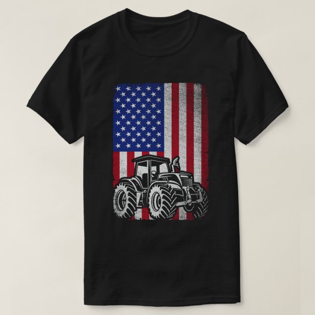 Tractor Farmer American Flagga Patriotic Farming T Shirt (Design framsida)