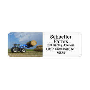 Tractor Flytta Hay Bales Returadress Etikett
