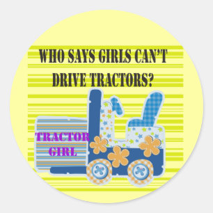Tractor Girl Tshirts och Gifts Runt Klistermärke