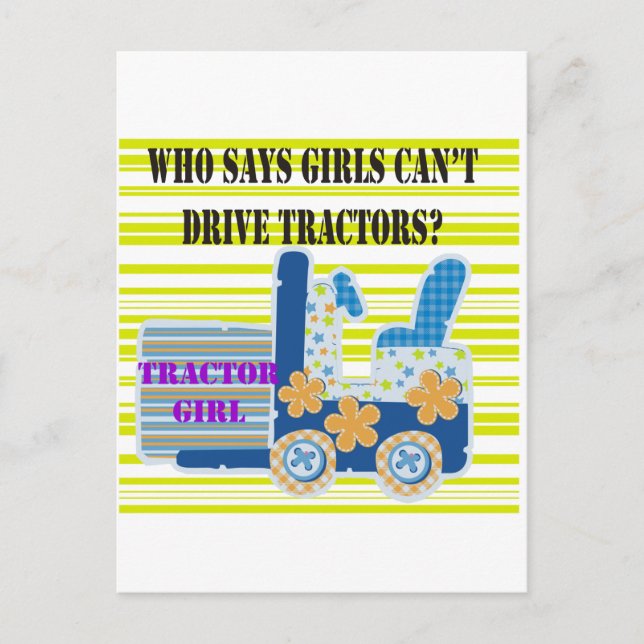 Tractor Girl Tshirts och Gifts Vykort (Framsida)