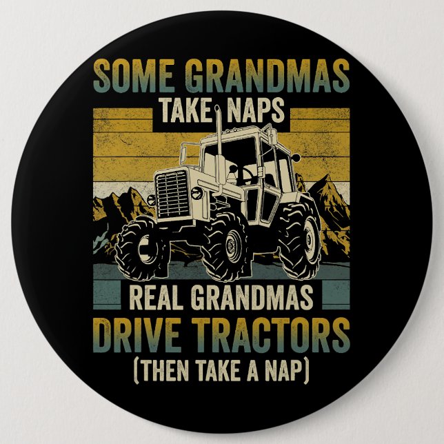 Tractor Grandma Farm Gifts Real Grandmas Drive Tra Knapp (Framsida)