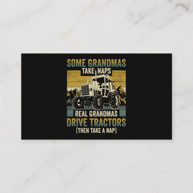 Tractor Grandma Farm Gifts Real Grandmas Drive Tra Visitkort (Framsida)