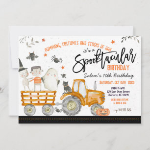 Tractor Halloween Födelsedagsfest inbjudan