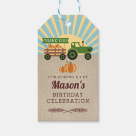 Tractor Hayride Pumpkin Birthday Favor Tag Presentetikett