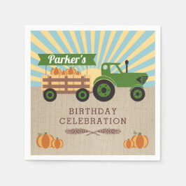 Tractor Hayride Pumpkin Birthday Napkins Pappersservett