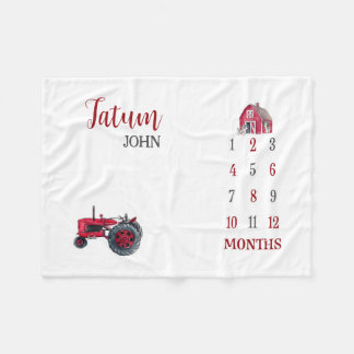 Tractor Milestone Blanket, Boy Milestone Blanket Fleecefilt