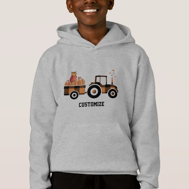 Tractor Pulling Pumpkins Sweatshirt T Shirt (Framsida)