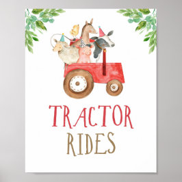 Tractor Rides Boskap Barnyard Boy Birthday P Poster