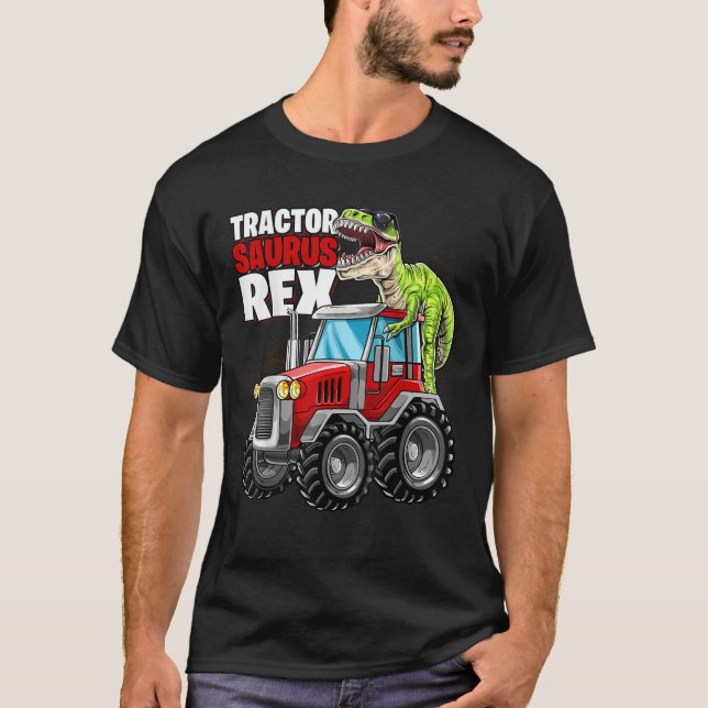 Tractor Saurus Rex T Rex Dinosaur Tractor Birthday Shirt (Framsida)