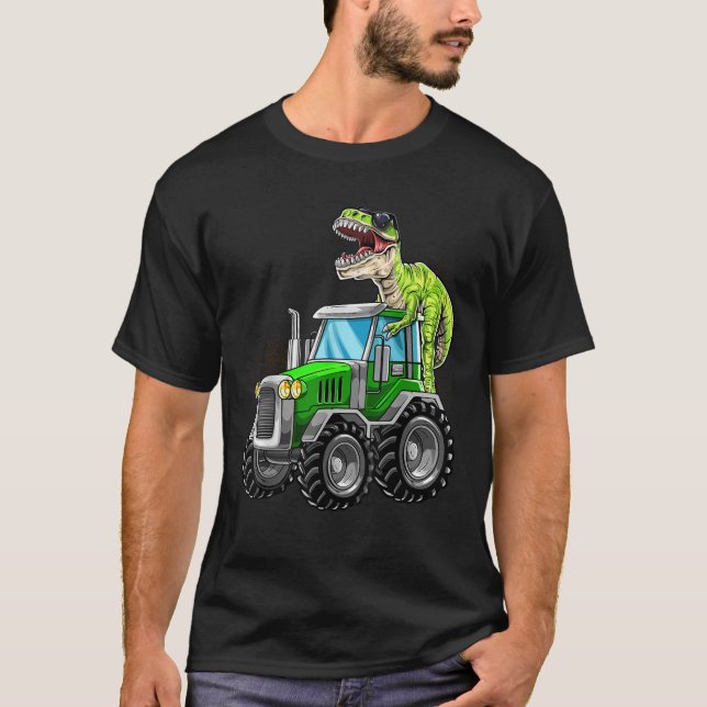 Tractor Saurus Rex T Rex Dinosaur Tractor Birthday Shirt (Framsida)