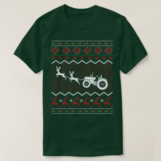 Tractor Ugly Julklapp Farmer T Shirt (Design framsida)