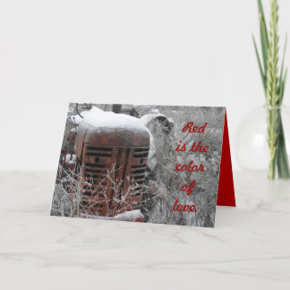 Tractor Valentine Card: Red är färg i kärlek. Helgkort