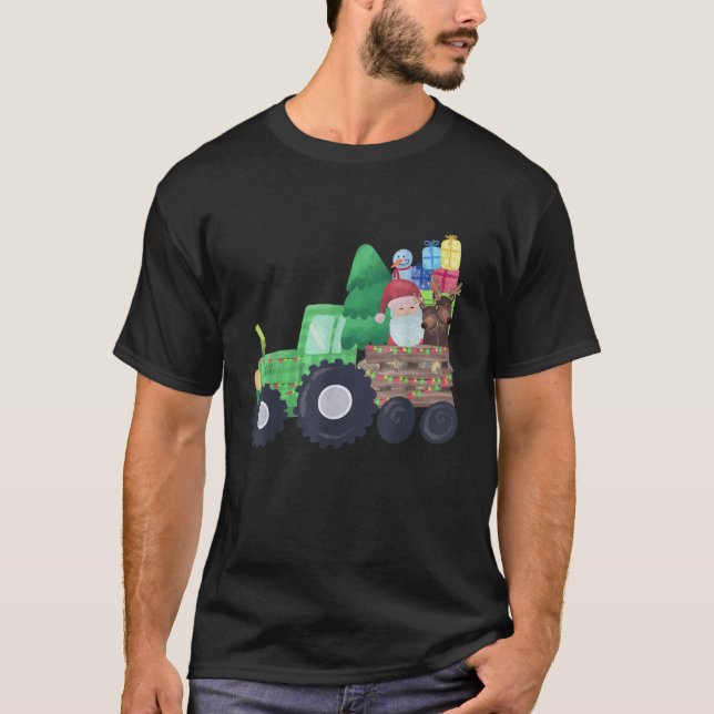 Tractors Costume Santa Christmas Funny Reindeer Li T Shirt (Framsida)