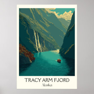 Tracy Arm Fjord Alaska Glacär Vattenfall Poster