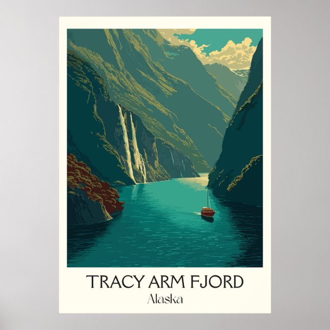 Tracy Arm Fjord Alaska Glacär Vattenfall Poster (Framsidan)