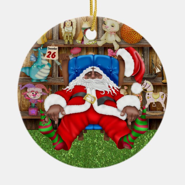 Tracy's Tired Santa Julgransprydnad Keramik (Framsidan)