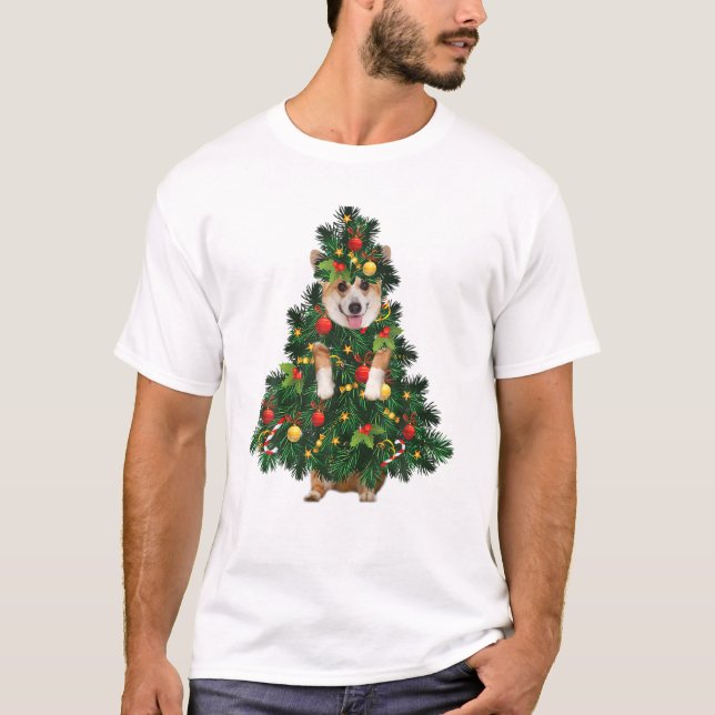 Träd 2024 Corgi Julgran T Shirt (Framsida)