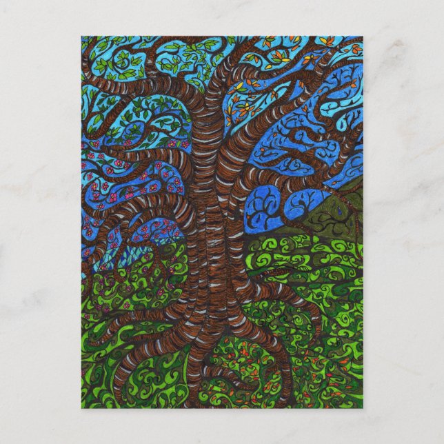 Träd alla årstider vykort (Framsida)