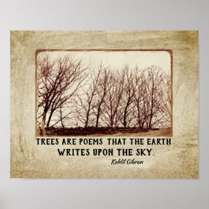 träd är Poems Kahlil Gibran citerar sepia Poster