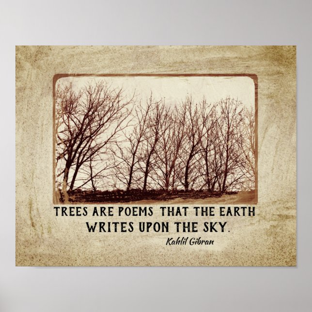 träd är Poems Kahlil Gibran citerar sepia Poster (Framsidan)