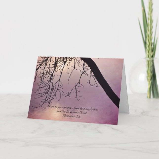 Träd Art Grace Bible Faith Card Philippians 1:2 Kort (Framsida)
