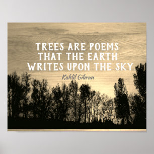 Träd Art Poems litterär Kahlil Gibran citat sepia Poster