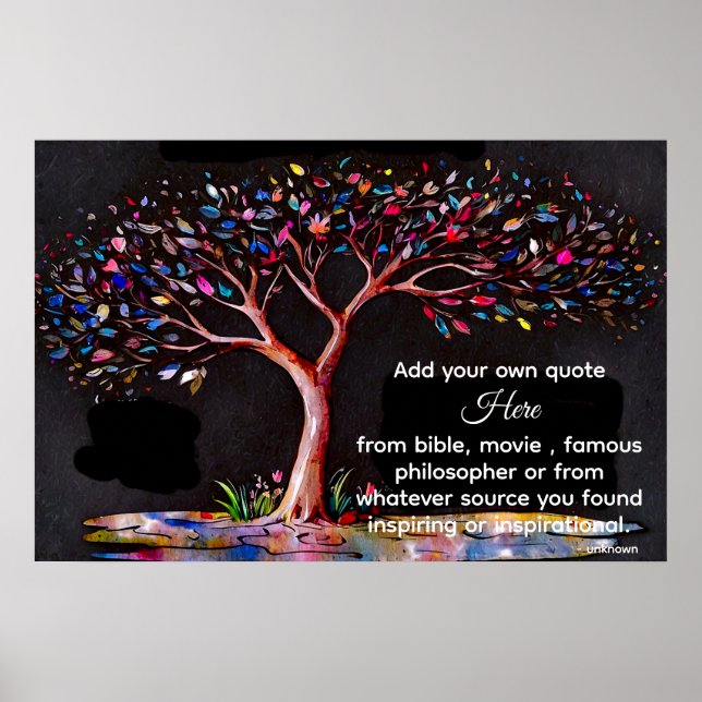 *~* Träd Artistic Etheral DIY Quote Black AP81 Poster (Framsidan)